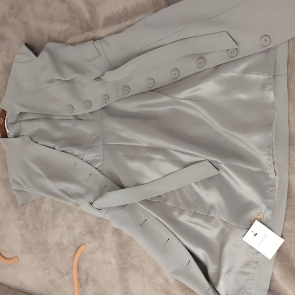 Calvin Klein NWT grey V-neck button down belted - Picture 1 of 5
